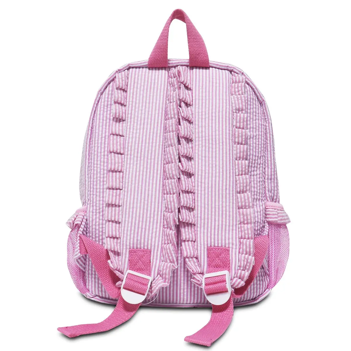 Chrilden Ruffle Seersucker Backpacks Pink/Purple Ruched Kids Schoolbag Light Soft Personalized For School Bags Travel Weekend