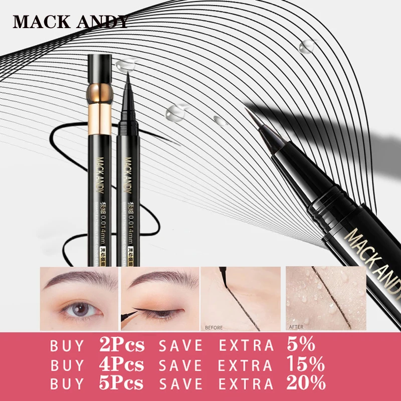 MACK ANDY New Black Liquid Eyeliner Pencil Waterproof 24 Hou