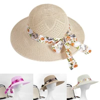 women summer beach hats fisherman cap wide brim ladies panama caps sun protection straw hats outdoor ribbon bowknot panama hat