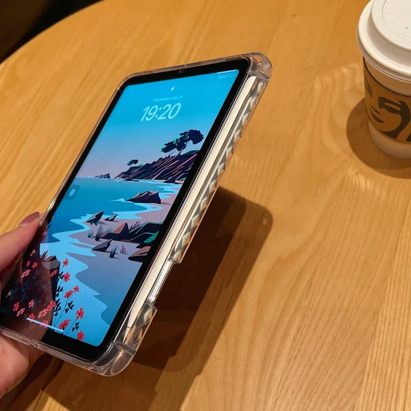 Фото Жесткая задняя крышка для ПК для Funda iPad Mini 6, чехол с держателем для ручки для iPad Mini 6-го поколения, 2021, 8,3 дюйма, прозрачный чехол Mini 6 №3