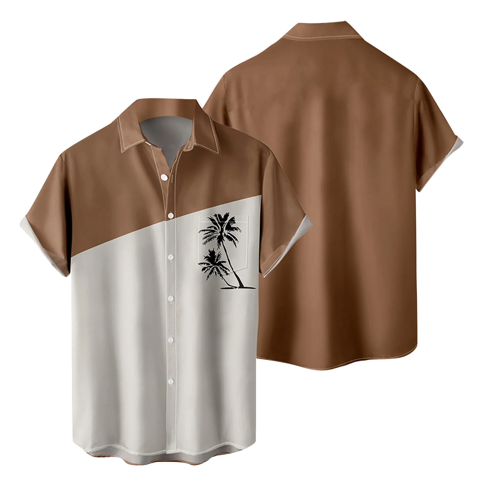 

Plan White T Shirt Mens Fashion And Leisure 3D Digital Printing Buckle Lapel Short Sleeve Shirt Top