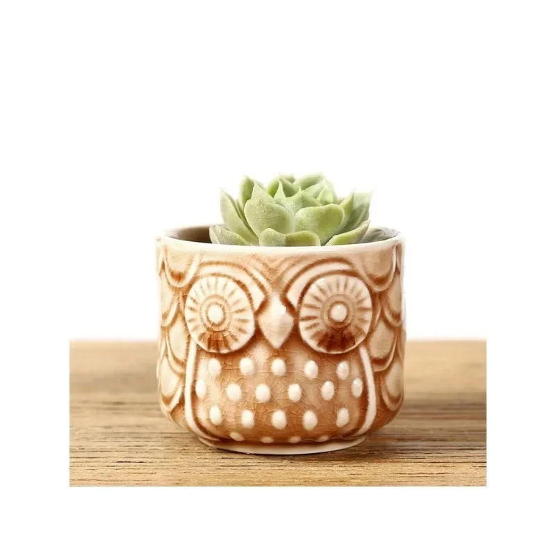 Керамический цветочный горшок в форме совы для растений с мультяшными животными