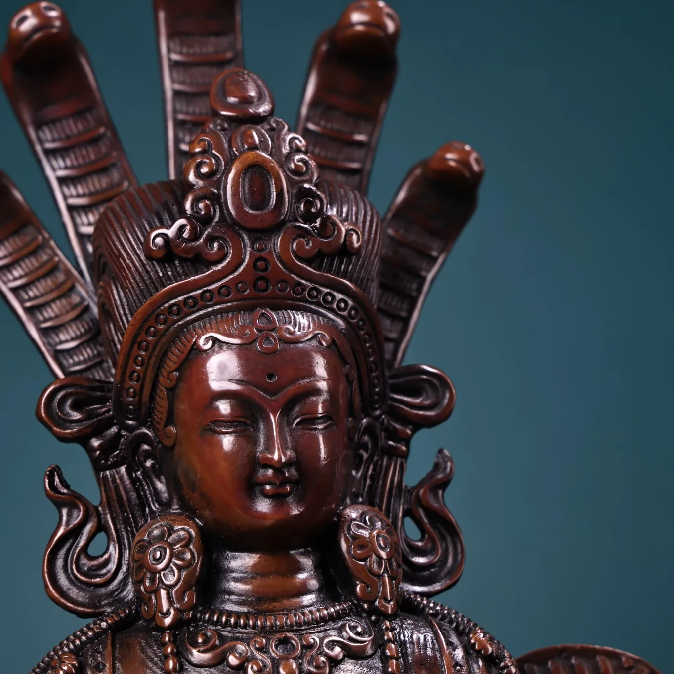 13-дюймовая коллекция тибетского храма старая бронза дерево дракона бодхисаттва