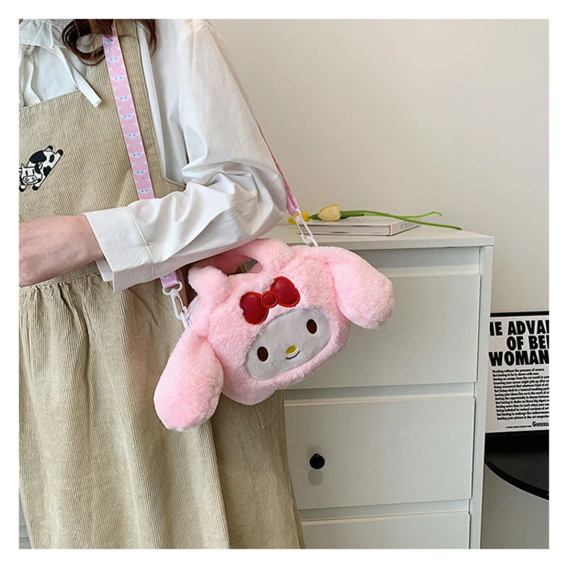 

New Anime Plush Shy Messenger Bag Female Cartoon Child Bear Birthday Gift for Family and Friends Girl Mymelody Cinnamoroll