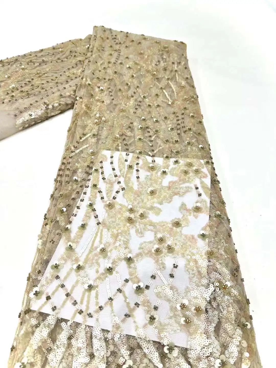 Новейшая Роскошная Элегантная вышивка тяжелая кружевная ткань для жениха