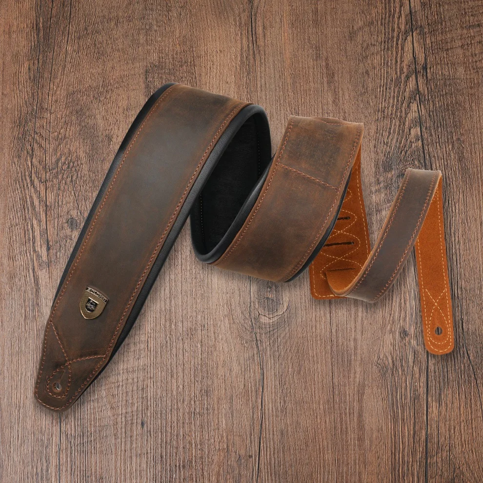 Верхний слой кожаный ремешок для электрогитары Деревянный гитарный Корова