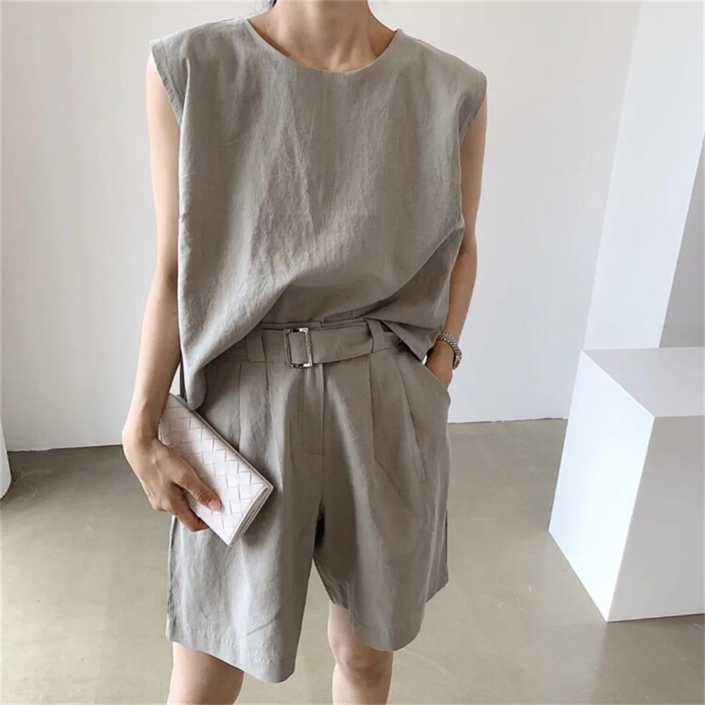

Alien Kitty Chic All Match Sleeveless Women Vest Retro High Waist 2022 Shorts Suits Summer Casual Normcore New Slim Loose Sets