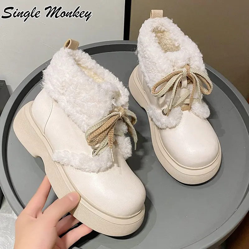 

Fashion Warm Snow Boots Platform Shoes Women Chelsea Boots 2022 New Winter Fur Designer Ankle Boots Dress Sport Femme Chaussures