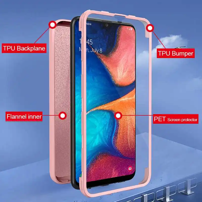 Heouyiuo 360 Full Coverage Soft Case For Samsung Galaxy A20 A20s Phone Cover |