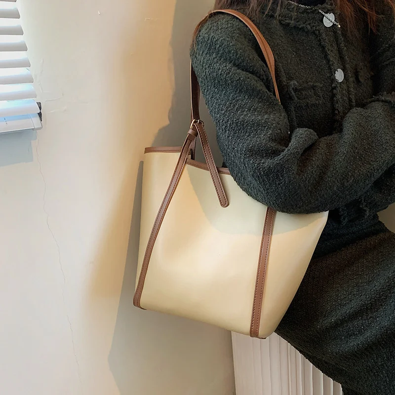 

Новинка 2021, текстурная женская сумка простого дизайна, удобная сумка-мешок контрастных цветов, сетчатая красная сумка-тоут в иностранном ст...