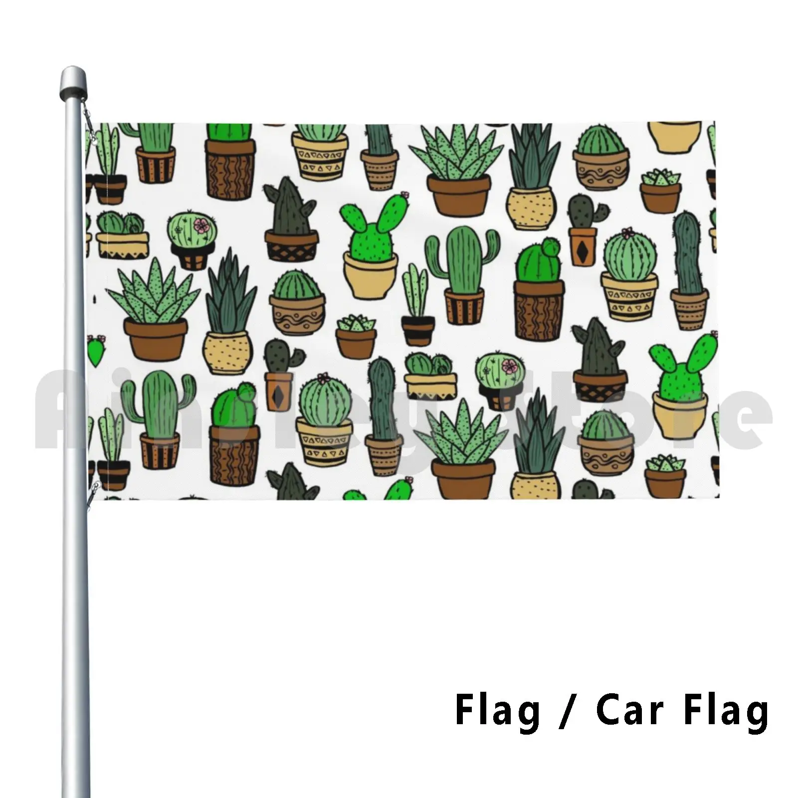 Cactus Pattern Flag Car Flag Printing Custom Succulent Cactus Plant Garden Nature Pattern Green Brown