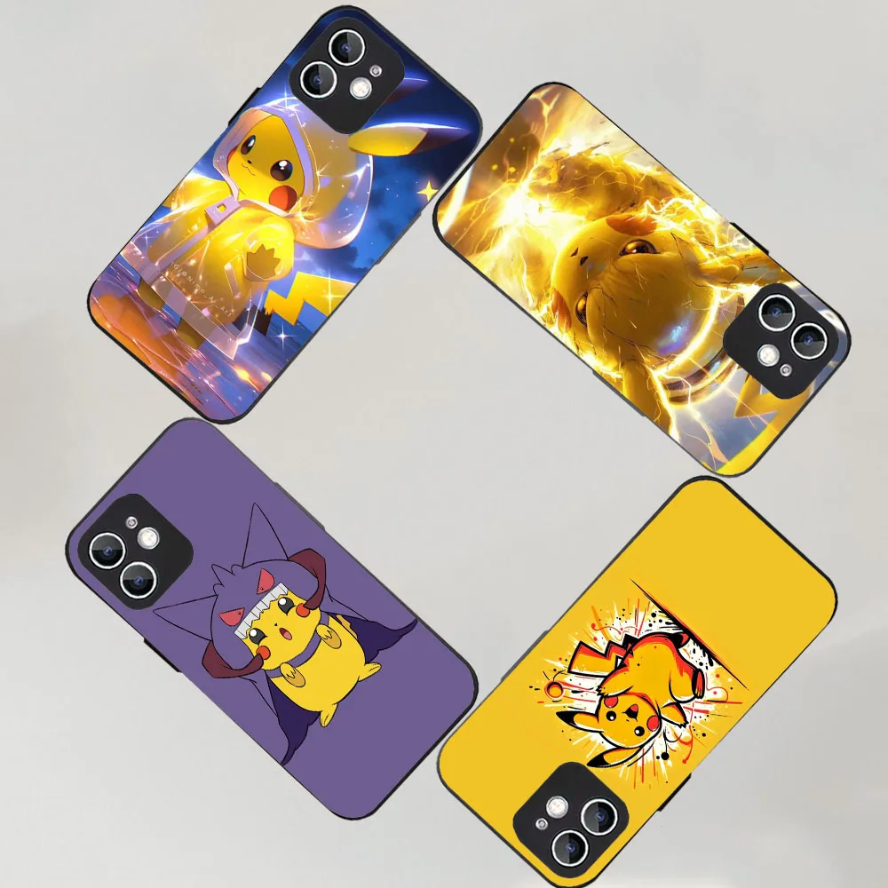 WAA-24 Pikachu Pokemon Black Flexible TPU Case For Samsung A22 25 30 31 32 33 35 41 50 51 52 53 54 55 70 71
