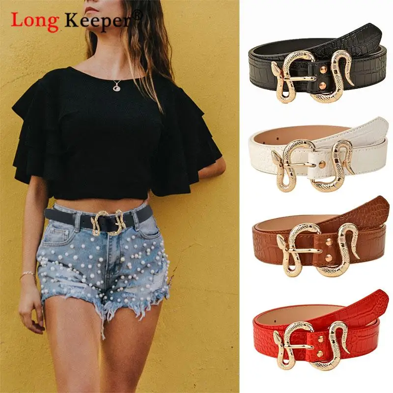 New Belts for Women Goth Waistband Jeans Dress Shirt Leather Vintage Snake Buckle Strap Waist High Quality Luxury Brand Fashion