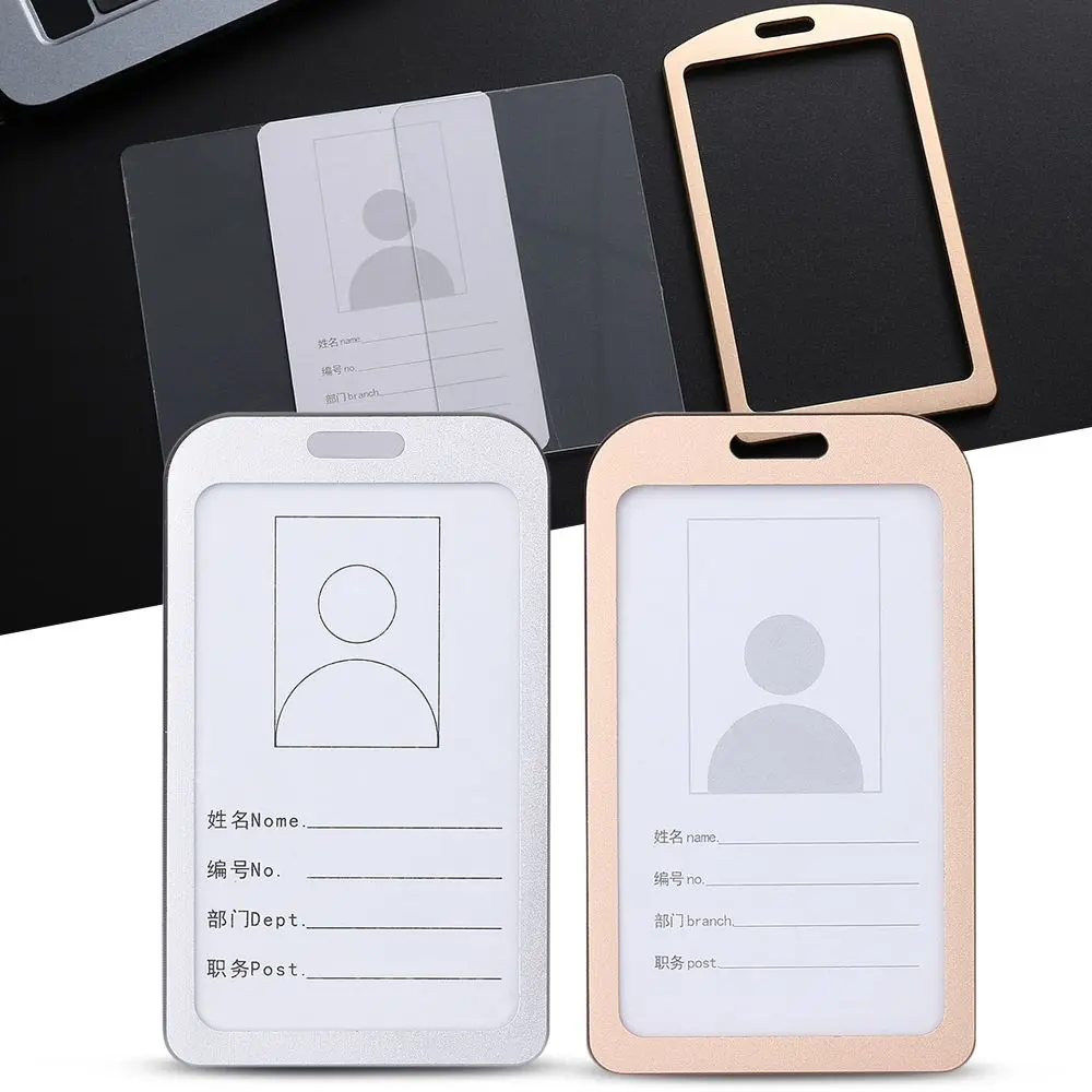 

Aluminum Alloy Business Work Name Card Holders Business Work Card ID Badge Lanyard Holder Vertical Metal ID Business Case