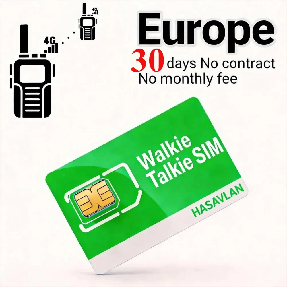 Фото SIM-карта для рации, без контракта, тарифный план 300 МБ/30 дней, LTE Cat1/Cat4 PTT-радио, предварительно нарезанная SIM-карта 3FF, ZOVAGOLO EUROPE №1