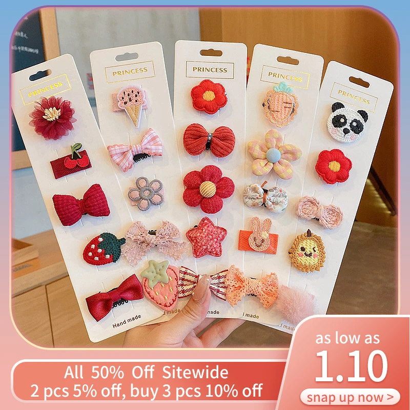 

10 шт./компл. заколки для волос принцессы для девочек кружевной цветок бант заколки Мультяшные детские головные уборы головной убор детские ...
