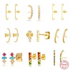 Женские Геометрические серьги CANNER, длинные серьги-гвоздики из серебра 100% пробы с фианитом, вечерние серьги-гвоздики для 925 пробы