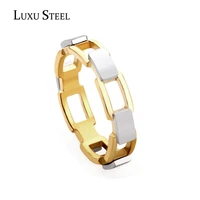 luxusteel stainless steel finger rings for women accessories party gold color round engagement rings wholesale party gift