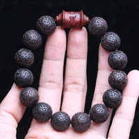 natural ebony bracelet 15mm auspicious cloud beads prayer beads lucky decoration classic carved bracelet universal