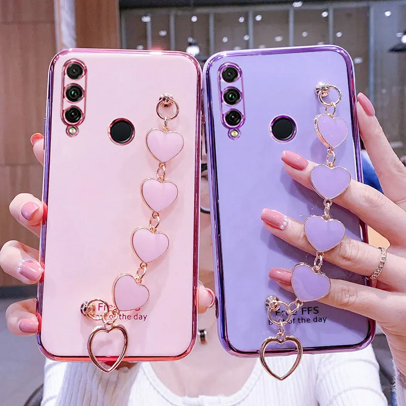 Для Honor 50 чехол Роскошный Гальванизированный сердечный браслет для Huawei 9X 8X 10 10i 20