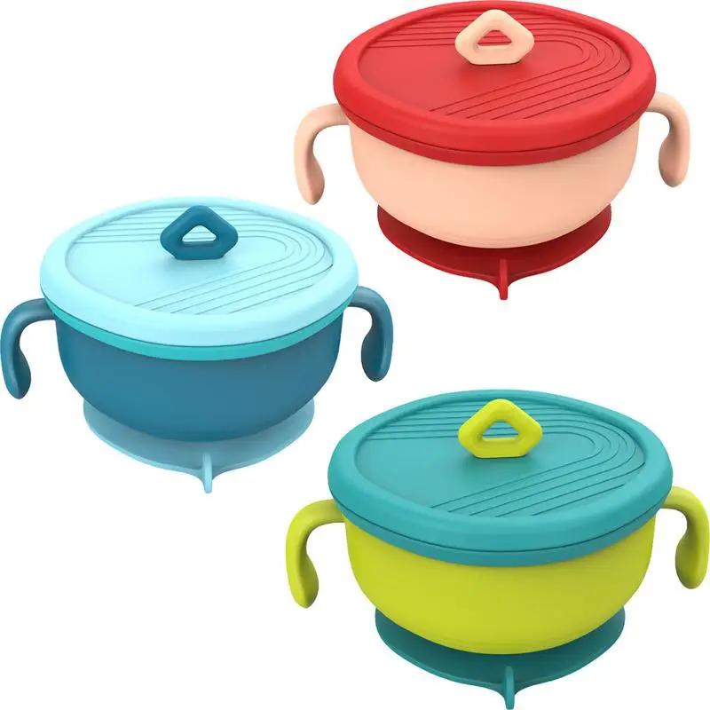 

Toddler Suction Bowls Baby Self Feeding Plates With Lid Multifunctional Baby Snack Bowl With Lid Straw And Ergonomic Handle For