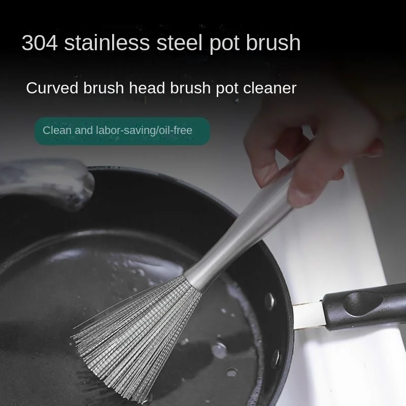 

Kitchen Grease Removal Brush Stainless Steel Cleaning Brush Wash Pots and Pans Rust-free Easy To Clean Can Hang Long Handle
