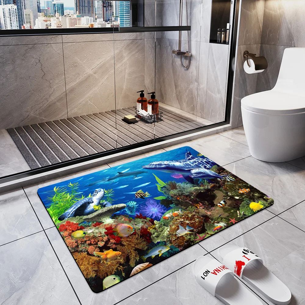 

Custom Made Bathroom Shower Room Toilet Absorbent Anti-Slip Foot Mat Bathtub Carpet Entrance Doormat 3D Bedroom Kitchen Bath Rug