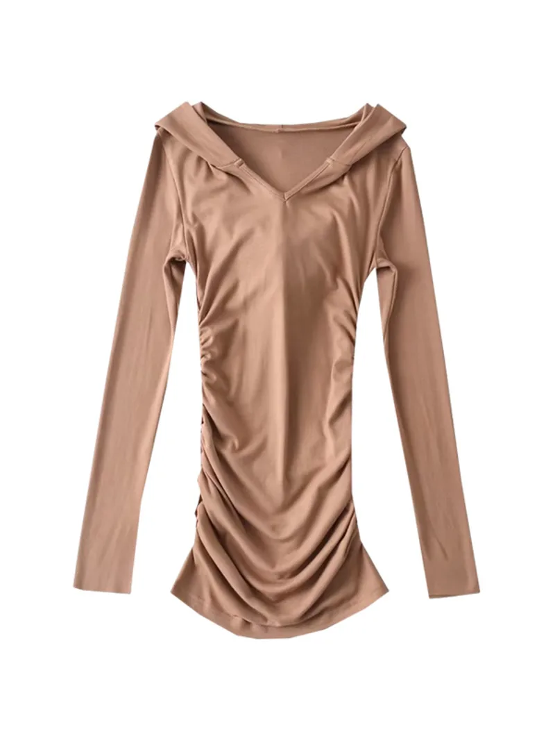 Женское сексуальное облегающее платье GAGA с капюшоном и длинным рукавом