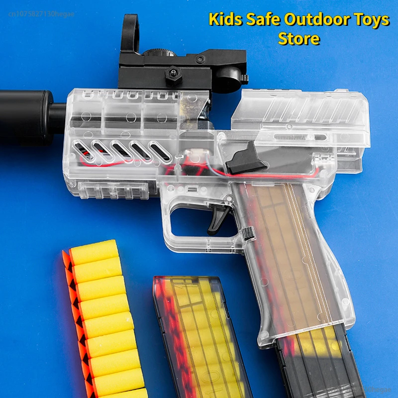 

Uzi Electric Burst Gun Soft Bullet Gun Transparent Gun Frame pistola uzi Toy Gun toy uzi Pistol Dart Blaster For Kids Boys Gift