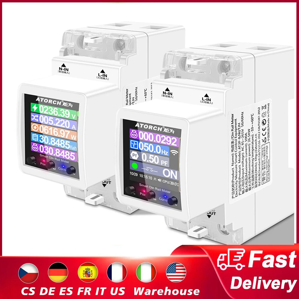 

Интеллектуальный однофазный измеритель электроэнергии с Wi-Fi, цифровой дисплей, 3 режима электрических тарифов, приложение для смартфона с дистанционным управлением