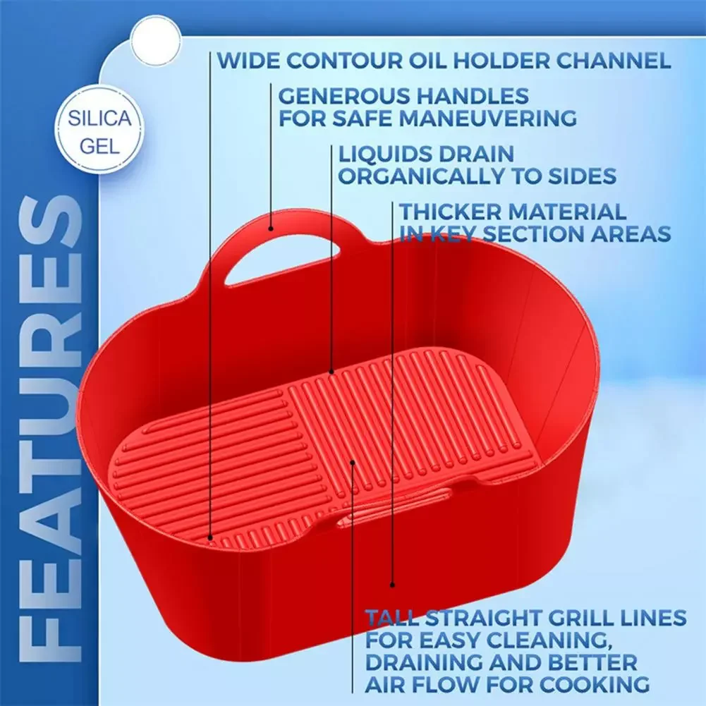 

Fryer Silicone Pot Convenient Non-Stick Silicone Air Fryers Accessories Baking Pan Kitchen BBQ Tool for Bakery