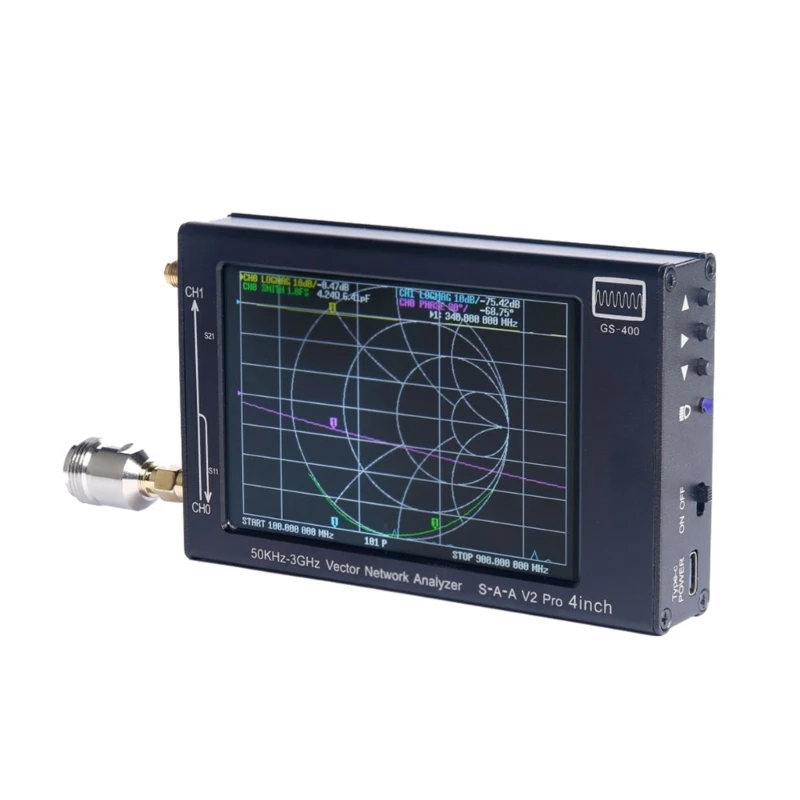 

GS-400 V2 Pro 4inch LCD Vector Network Analyzer SAA-2N V2 NanoVNA HF VHF UHF Antenna Analyzer 50k-3GHz 2000mAh Battery E8BE