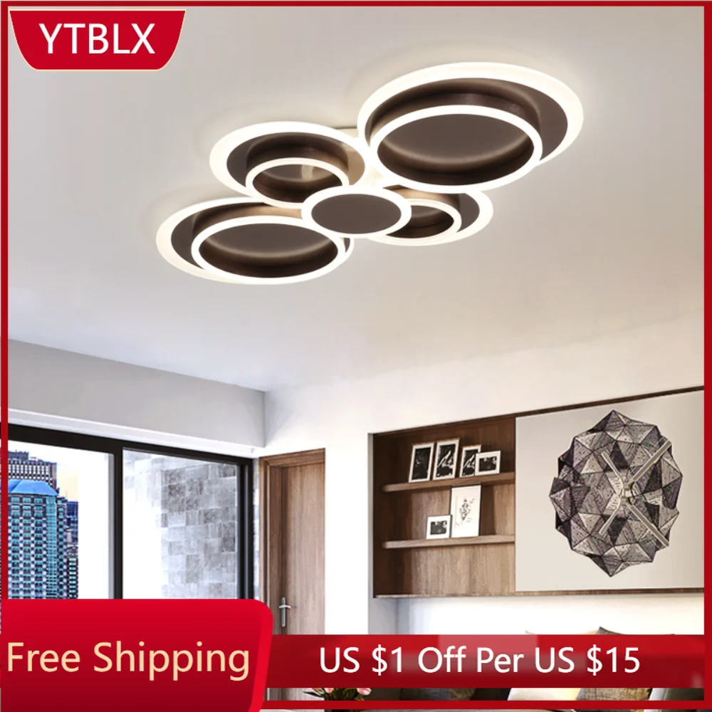 

Modern Gold or Brown LED Ceiling Light 30W 78W 108W Acrylic Simple Ceiling Lamp With Remote Control For Living Room Home Bedroom