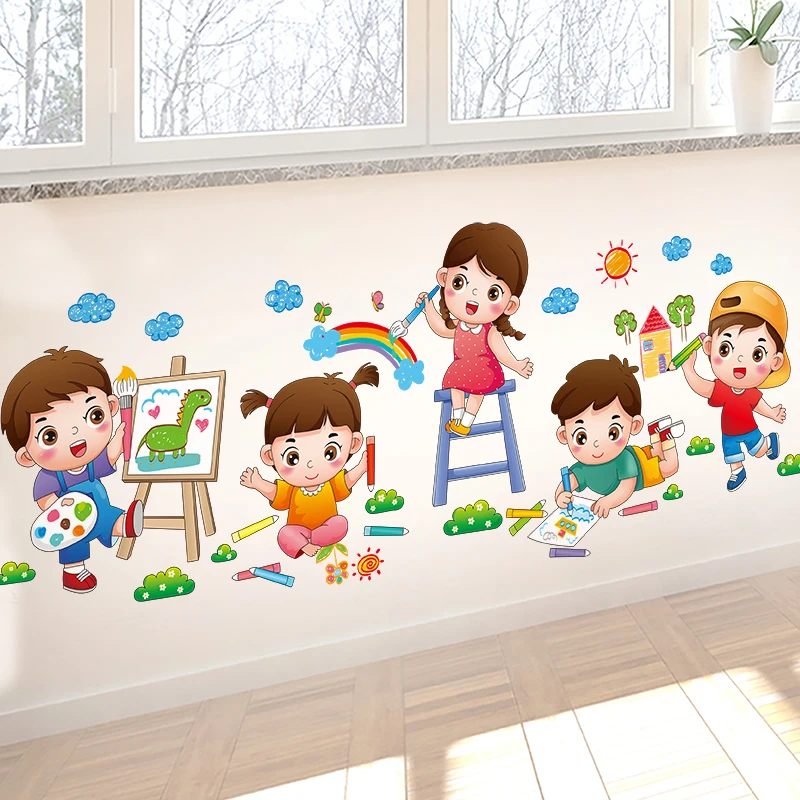 

Cartoon Children Drawing Wall Stickers DIY Clouds Mural Decals for Kids Rooms Baby Bedroom Kindergarten Nursery Home Decoration