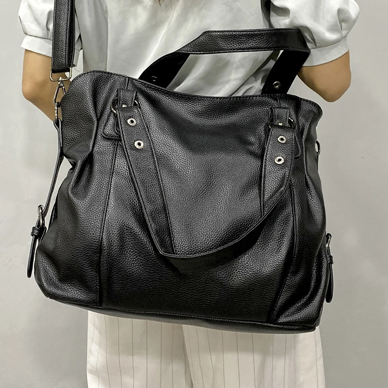 

Female Black Roomy Shoulder Bag Aesthetic Stylish Large Women's Commuter Handbag Leather Crossbody Bags Sac A Main De Luxe Femme