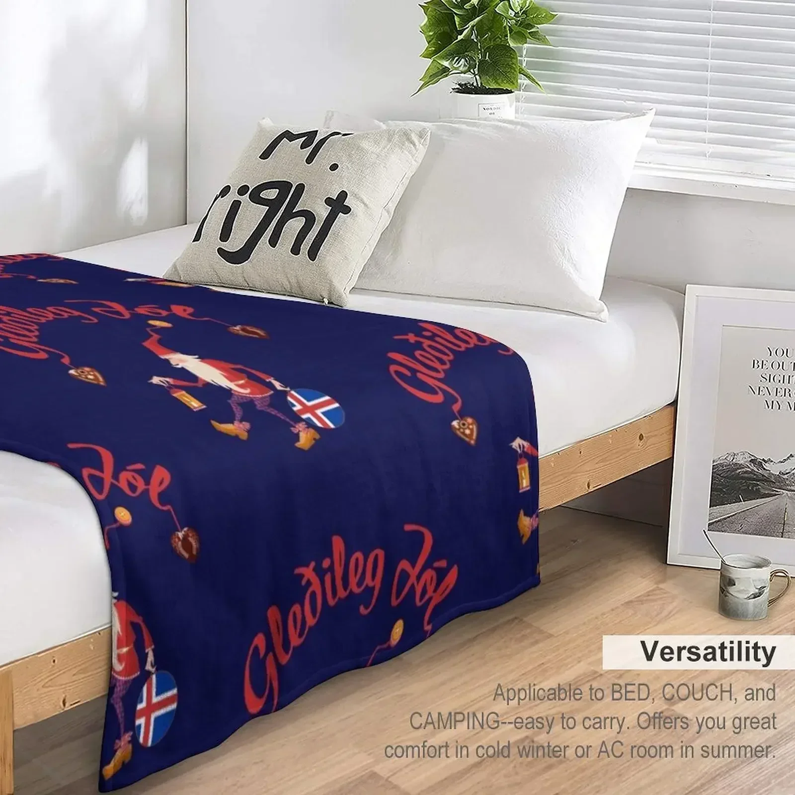 Новое одеяло Gledileg Jol с Исландским Рождеством и Исландическим флагом мягкие