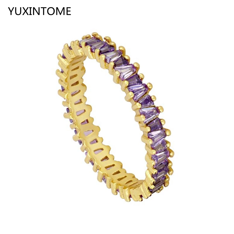 

100% 24k gold plated/silver Jewelry Vintage Purple Crystal Couple's Wedding Silver Rings For Women Men Fashion Rings Accessories