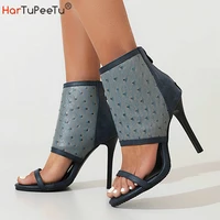 stiletto sandal women 2022 summer thin heels patchwork style zipper pu fashion fetish shoes size 34 48 men sexy pumps