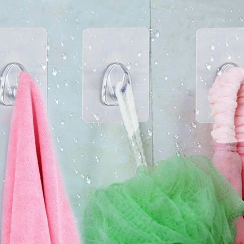 51020 pcs super glue hook transparent strong self adhesive key towel door wall hanger for hanging kitchen bathroom accessories free global shipping