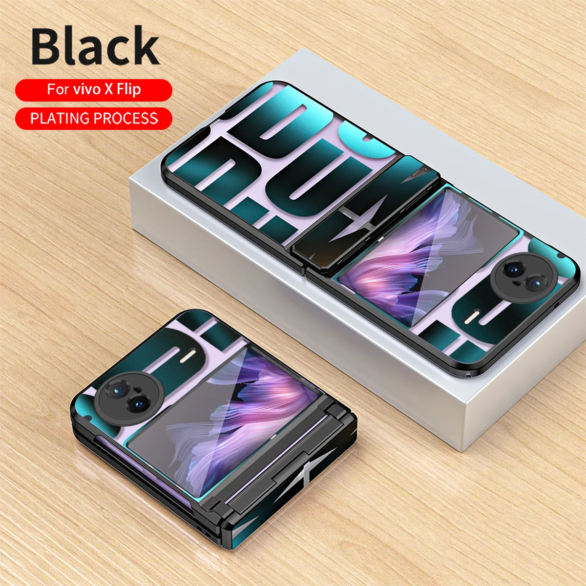 Letter Case For VIVO X Flip Luxury Plating Transparent X Flip Case Shockproof And Anti-fall Equipped With Glass Front Film