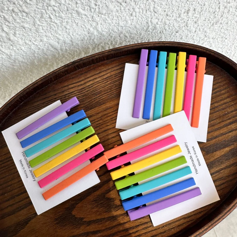 

Women Lovely rainbow Hair Clips Fashion Girl's Neon Color hairpins Candy Color BB Clips Hair accessories