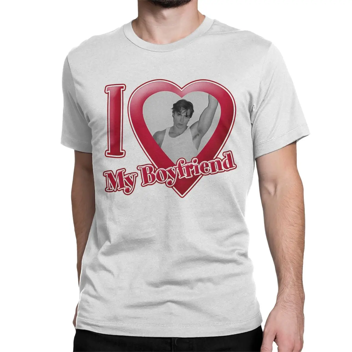 Мужские и женские футболки с принтом Я люблю моего бойфренда 100% хлопок