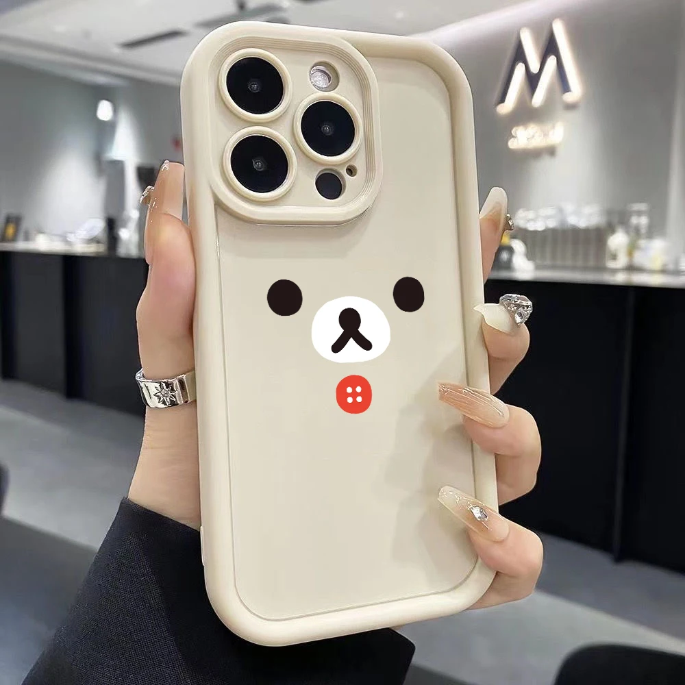 Чехол для телефона Rilakkuma Bear iPhone 16 15 14 Plus 13 12 11 iPhone16 iPhone13 Pro Max X Xs XR 8 7 мягкий