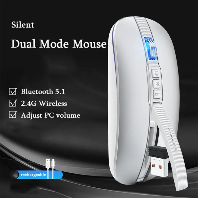 

M113 Bluetooth BT5.1 Dual-mode Wireless Mouse Charging Mute Optical Mouse Portable Slim Notebook Computer Office Mouse