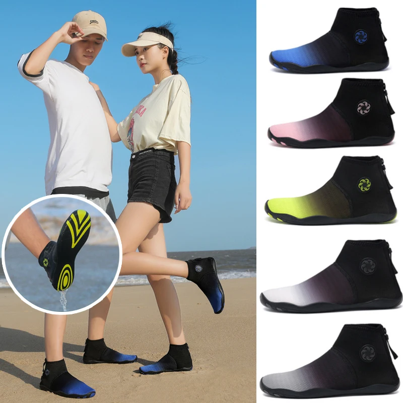 

(35-46)Adult Unisex Ultralight Rubber Water Diving Shoes Anti-Skid Breathable Zipper Climbing Swimming Sneakers Aqua Beach Shoes