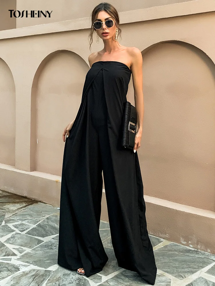 Новинка 2022 женский свободный комбинезон Tosheiny повседневный Боди без рукавов