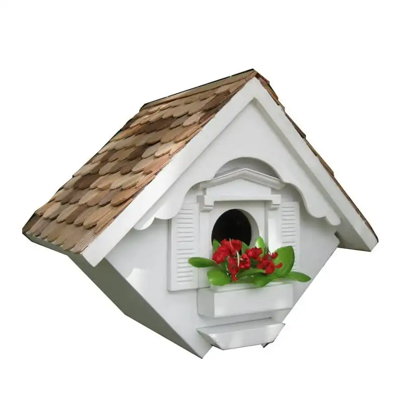 

HB-2044WS Hand Craft Garden Little Wren Hanging Bird House, White