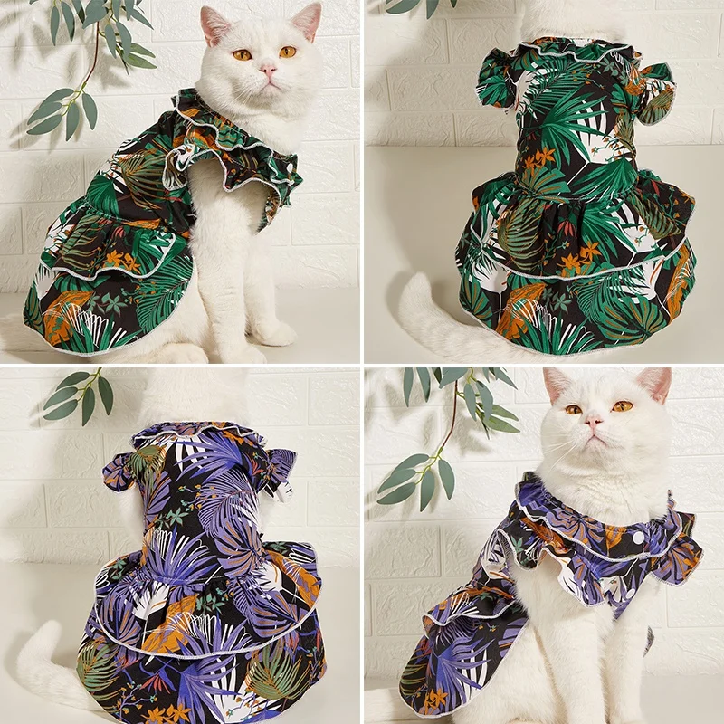 

Летняя пляжная юбка с цветочным принтом для кошек и собак