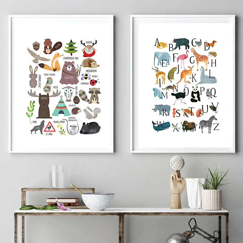 

Ocean Animals Fish Art Canvas Painting Enlightenment Nordic Posters And Prints Alphabet Number Wall Pictures For Kids Room Decor