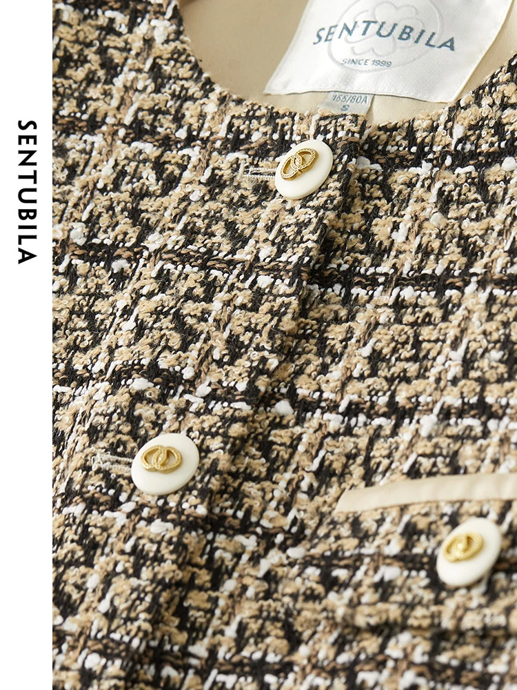 SENTUBILA укороченные твидовые куртки с контрастными манжетами для женщин